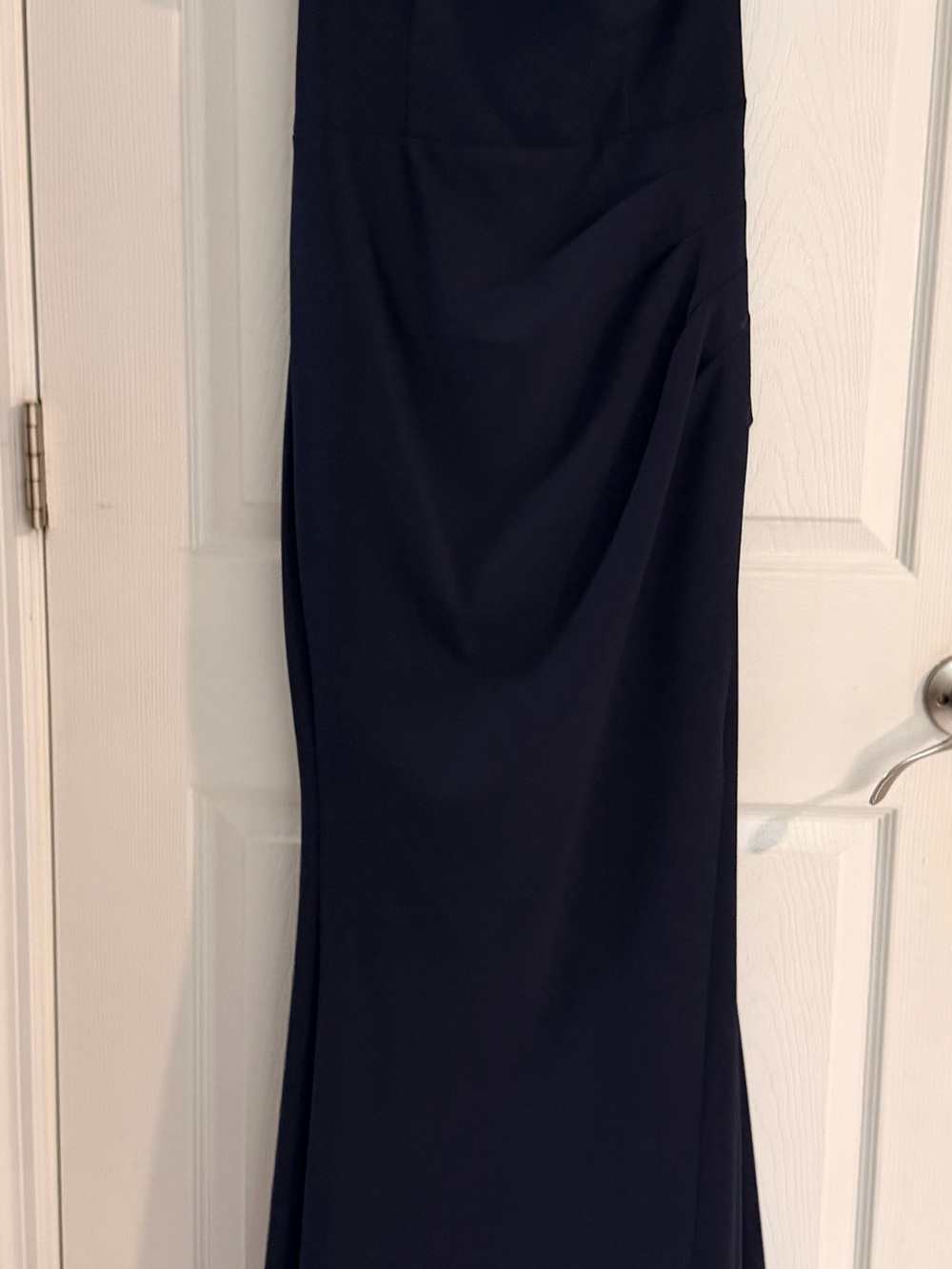 Aqua One-Shoulder Navy Evening Gown